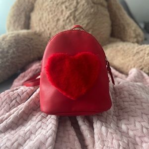 Fuzzy Red Heart Mini Backpack❤️